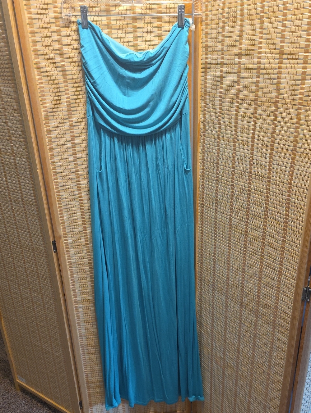 Vanilla Bay Strapless Maxi Dress in Teal Blue